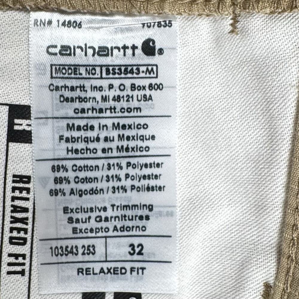 Carhartt Force Ripstop Cargo Shorts Mens 32 Relaxed Fit Khaki Workwear Carpenter - Picture 8 of 16